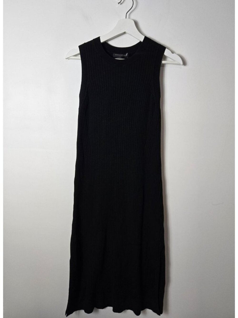 Banana Republic Ribbed Knit Sleeveless Midi Sweater Dress Size L Petite Black